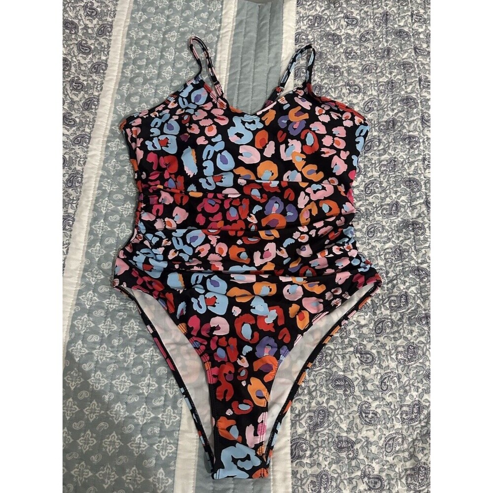 SHEIN Large One Piece Swimsuit Multi Color Leopard Print